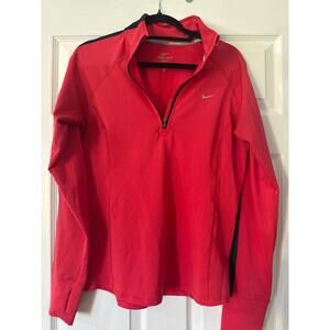 Nike Running Dri Fit Red 1/4 Zip Pullover Size Medium